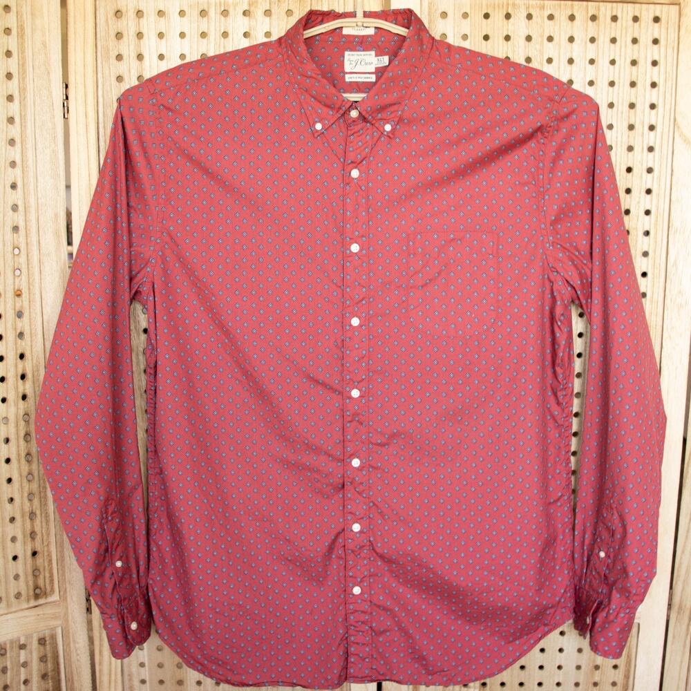 J Crew Mens Secret Wash Re-Imagined Red Cotton Shirt Classic Mens SIZE XLT